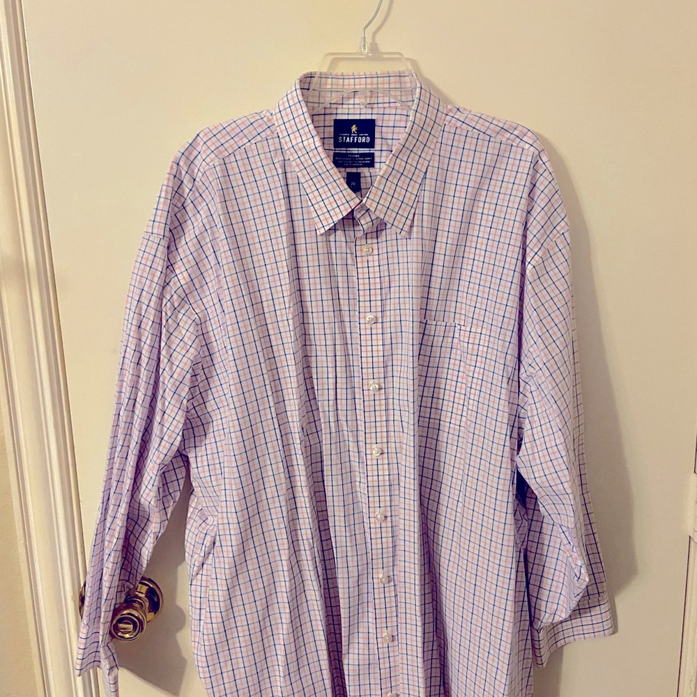 Stafford men’s long sleeve pink /Blue shirt 20